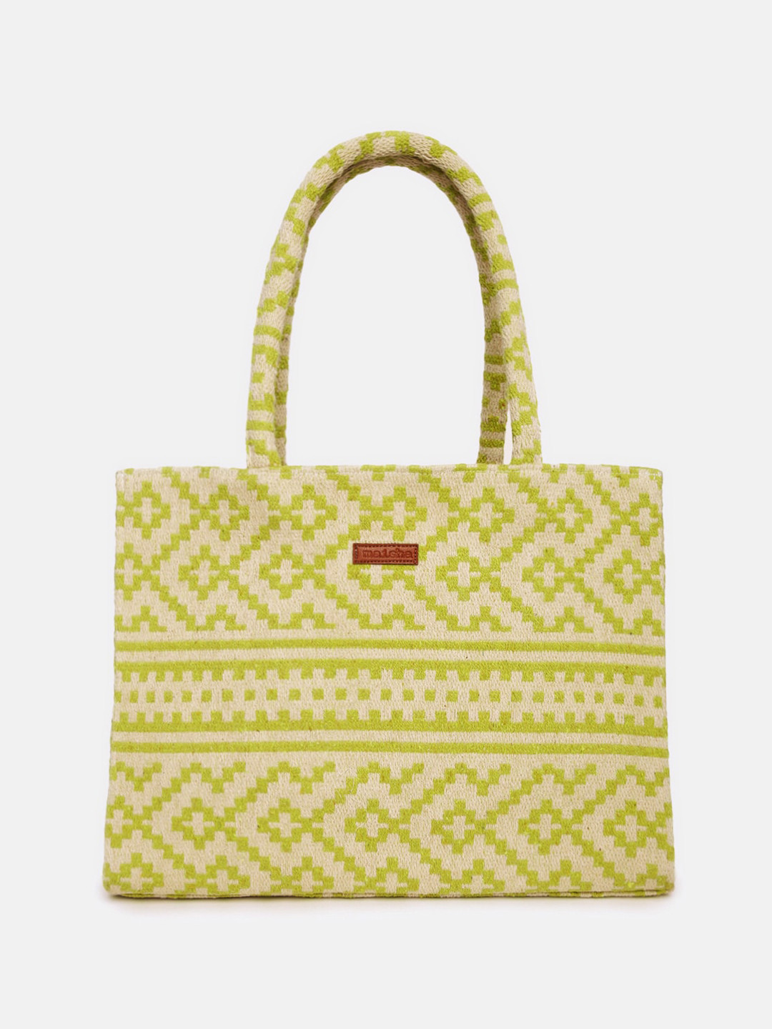 

Maisha Geometric Self Design Oversized Shopper Shoulder Bag, Beige