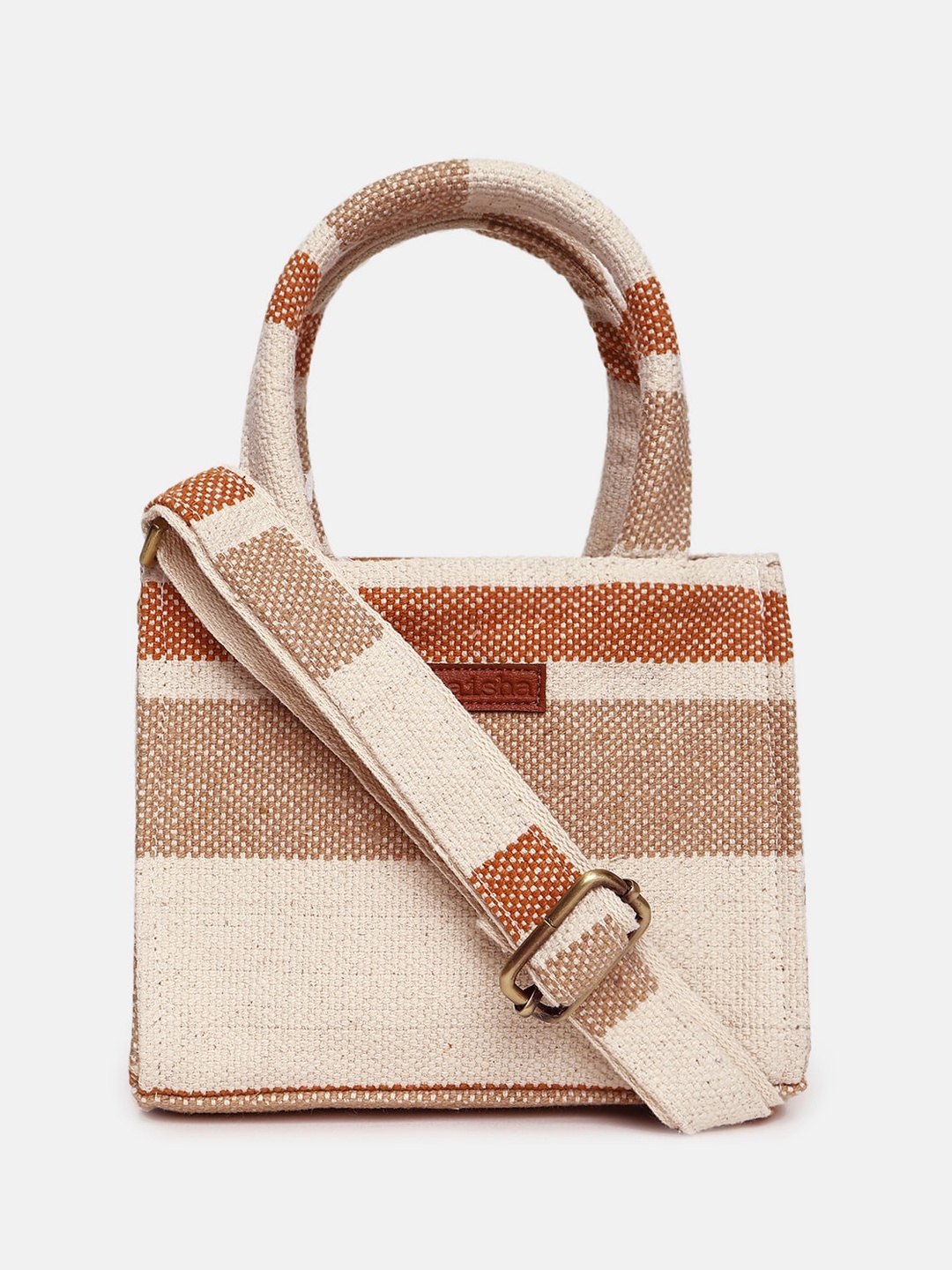 

Maisha Colourblocked Structured Handheld Bag, Beige