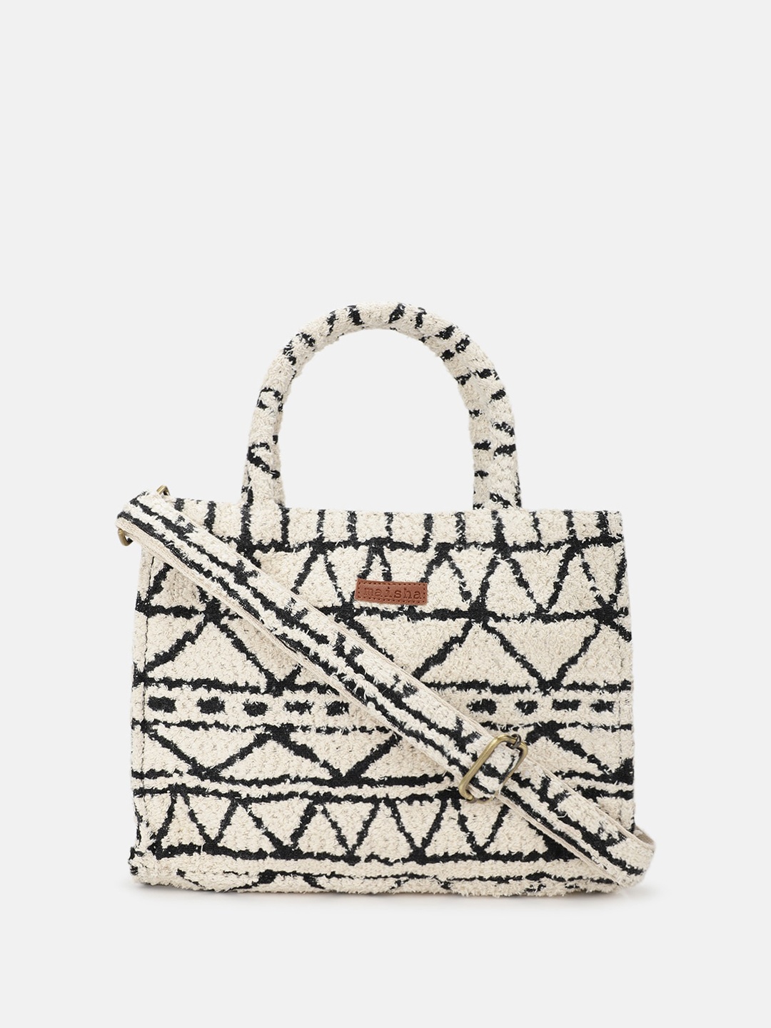 

Maisha Geometric Textured Structured Handheld Bag, White