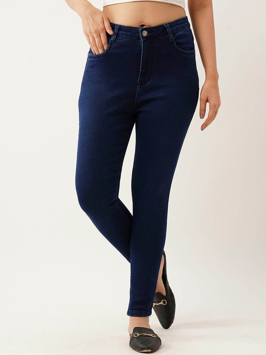 

ZOLA Women Slim Fit High-Rise Cotton Jeans, Blue
