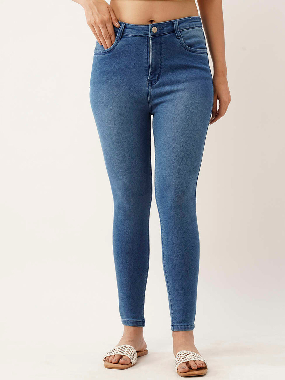 

ZOLA Women Slim Fit High-Rise Light Fade Cotton Jeans, Blue