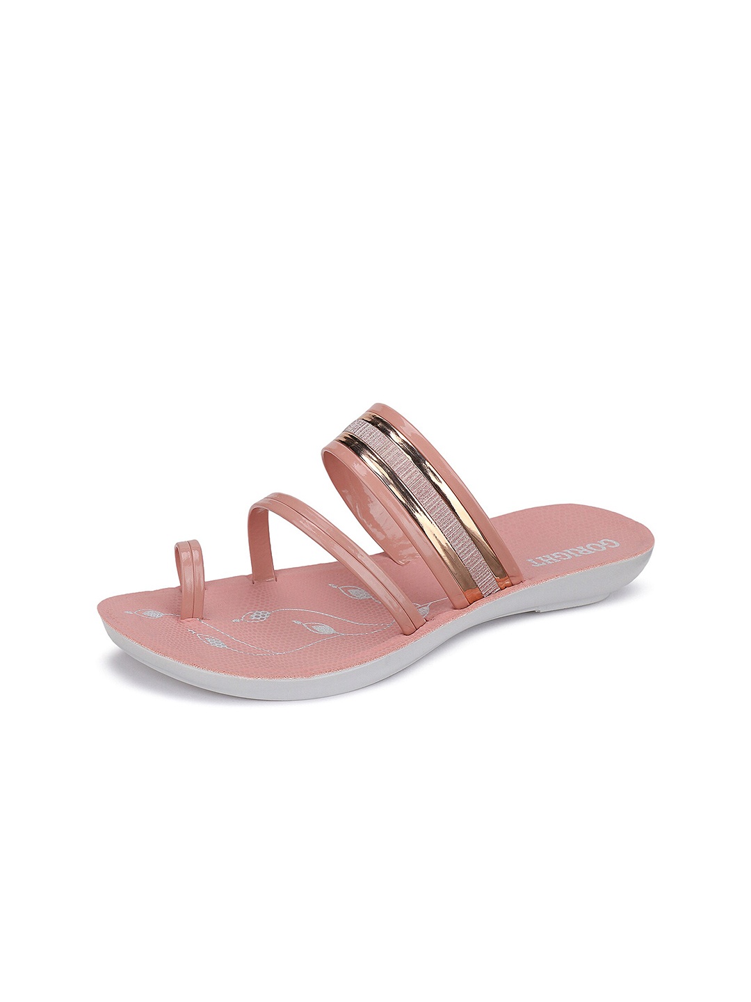 

BERSACHE Printed One Toe Flats, Pink