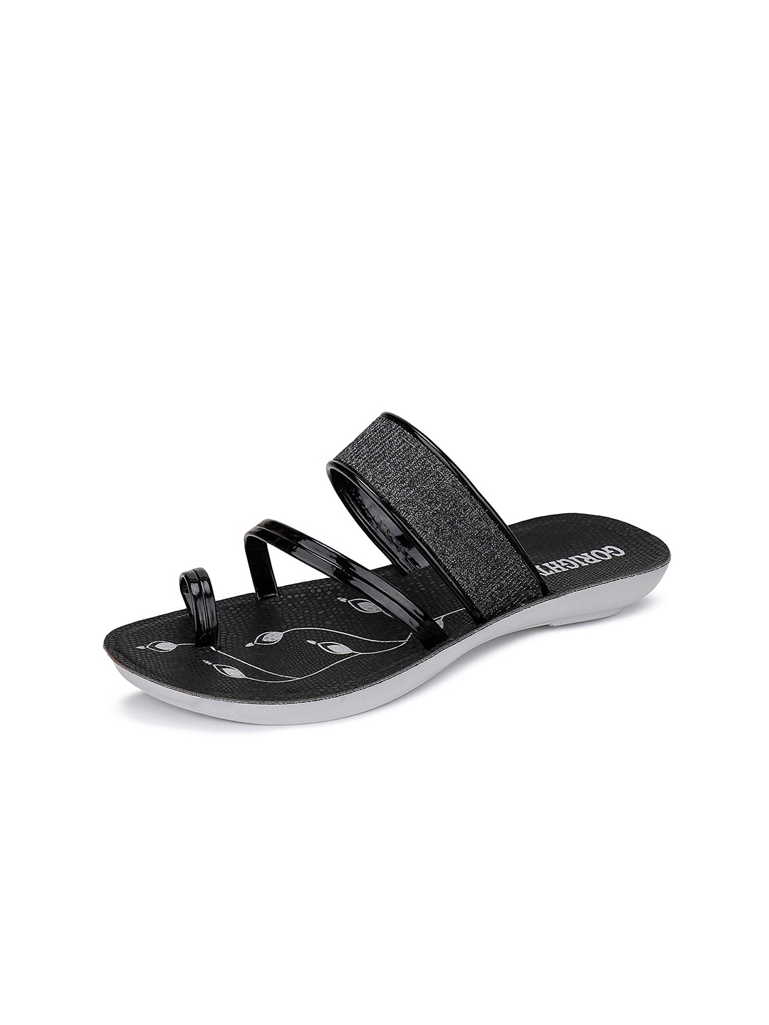 

BERSACHE Printed One Toe Flats, Black