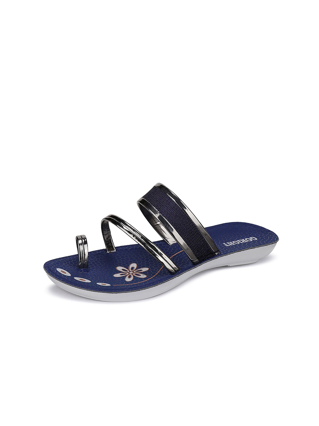 

BERSACHE Printed One Toe Flats, Blue