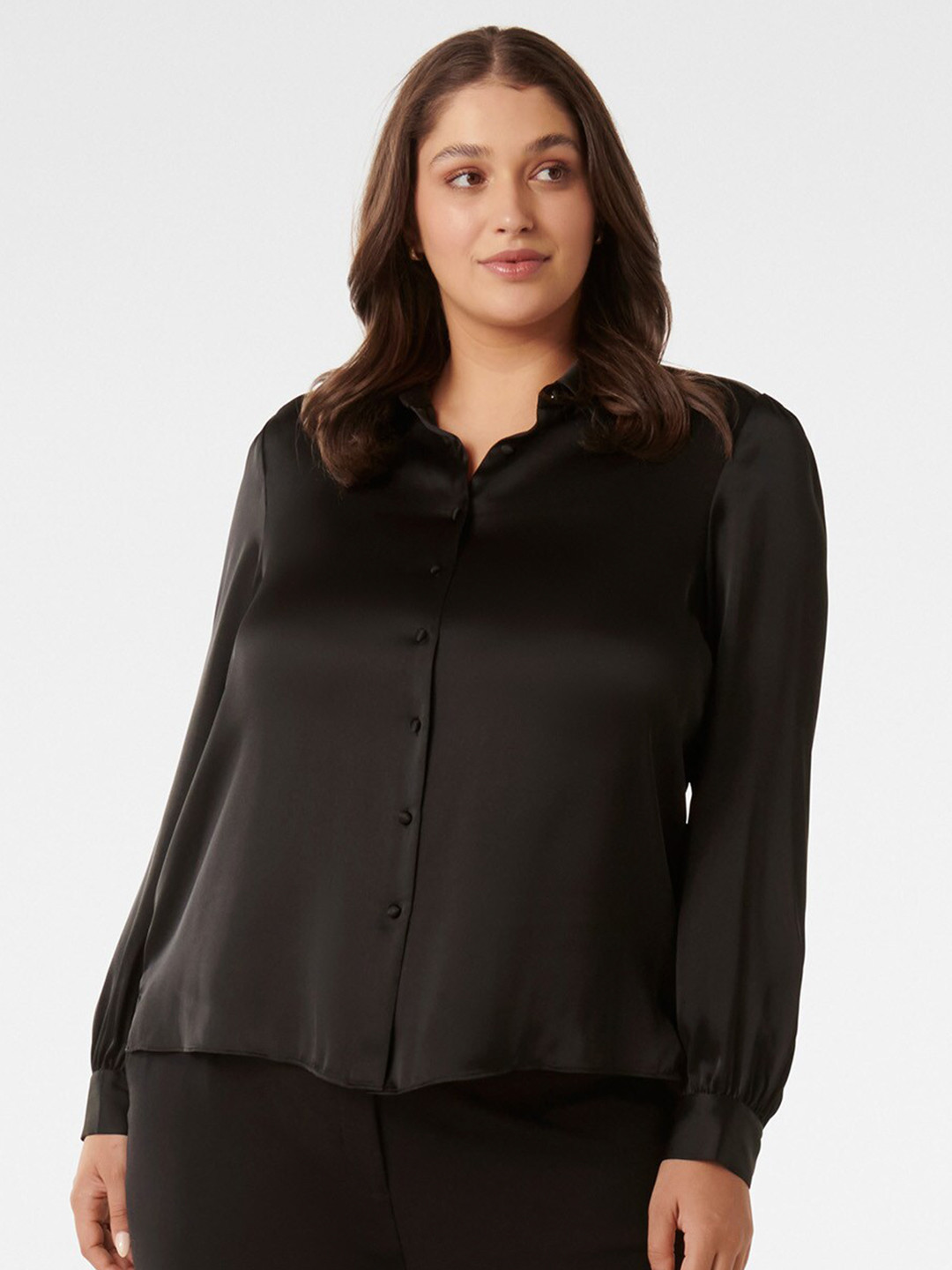 

Forever New Shirt Collar Shirt Style Top, Black
