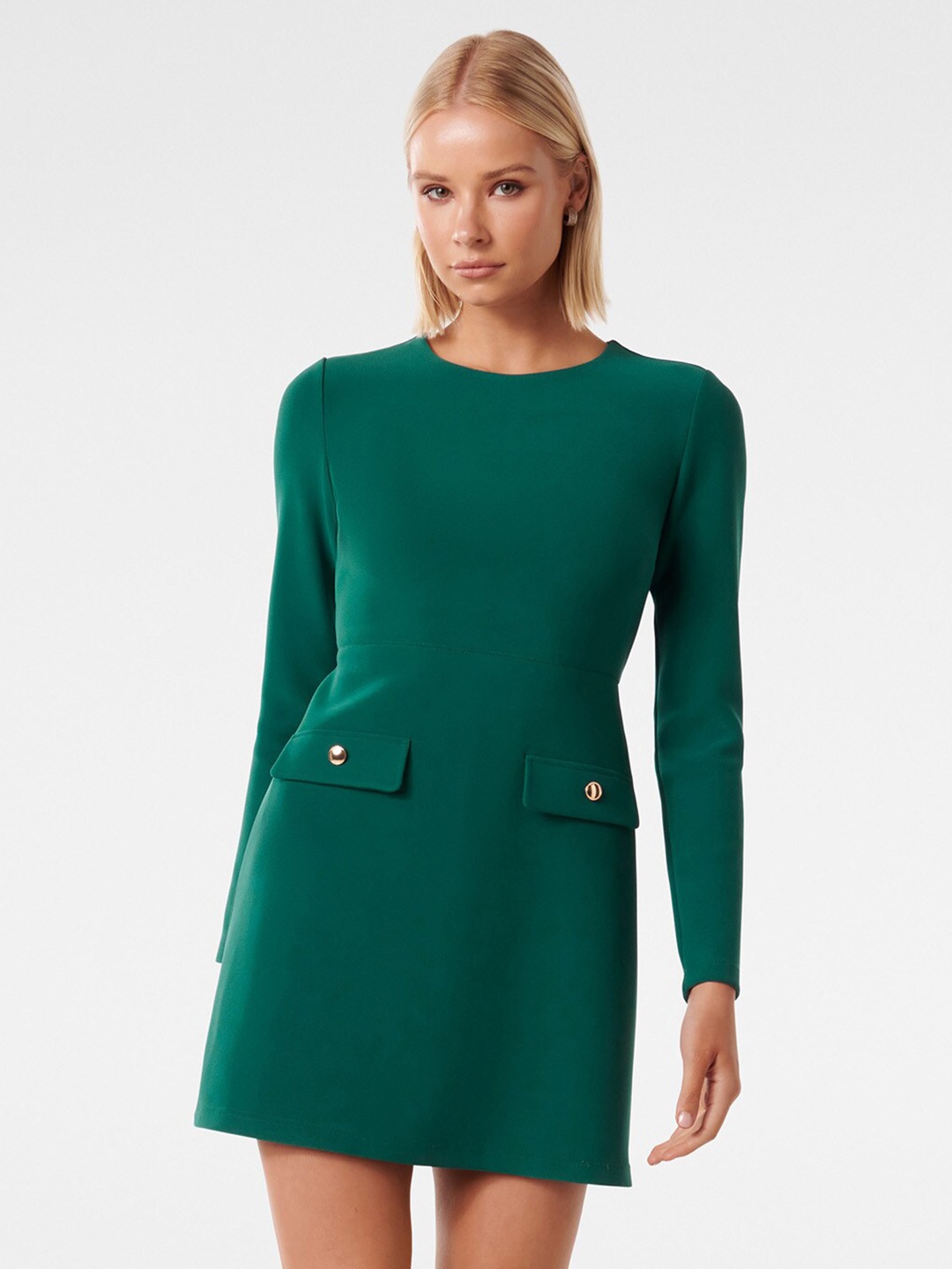 

Forever New Round Neck Sheath Mini Dress, Green