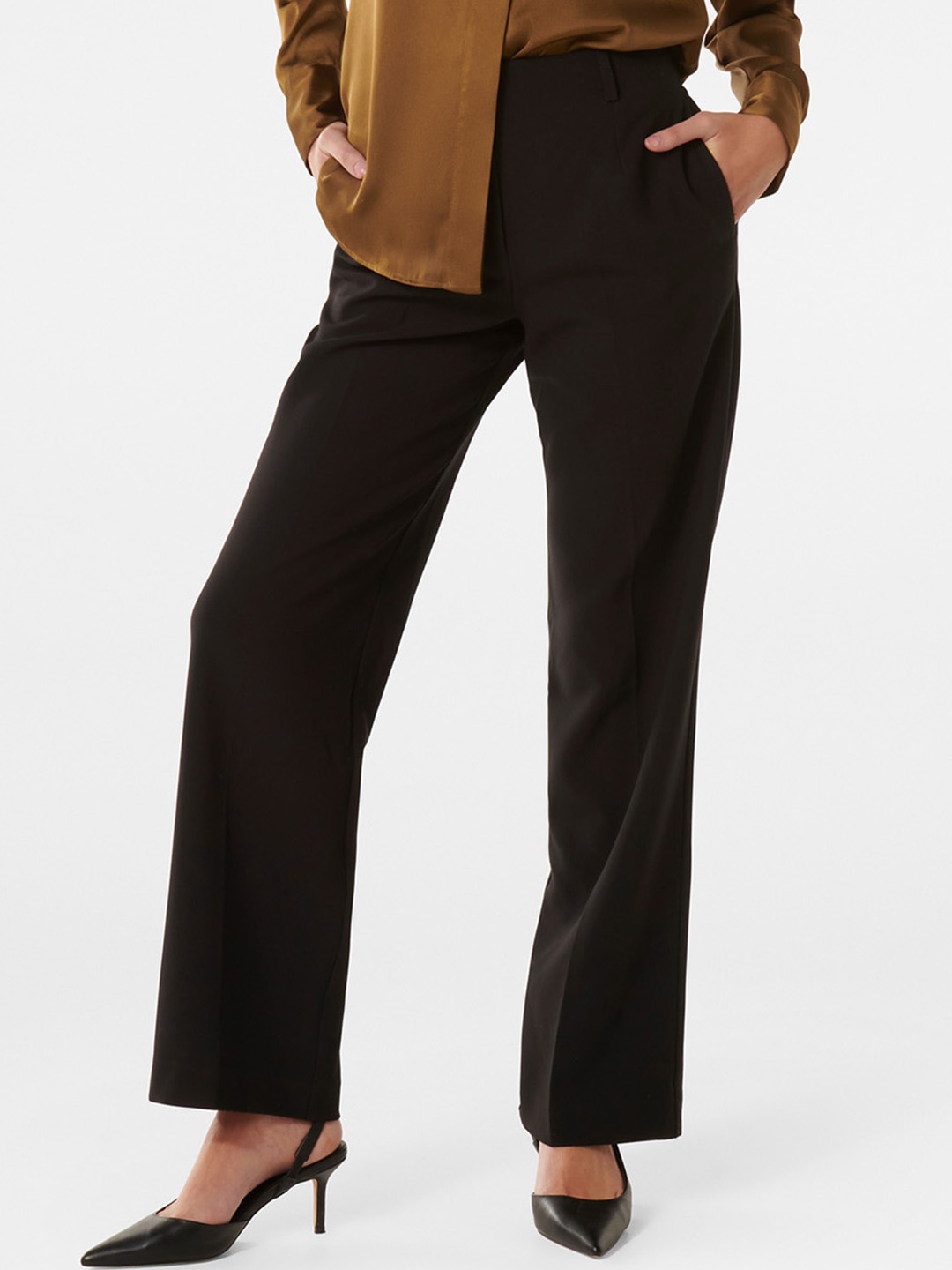 

Forever New Women High-Rise Formal Trousers, Black