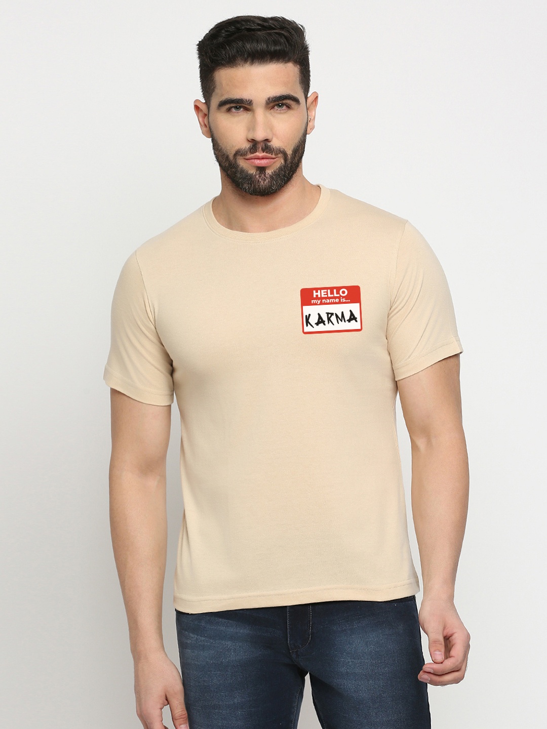 

MOD ECRU Typography Printed Pure Cotton T-shirt, Cream