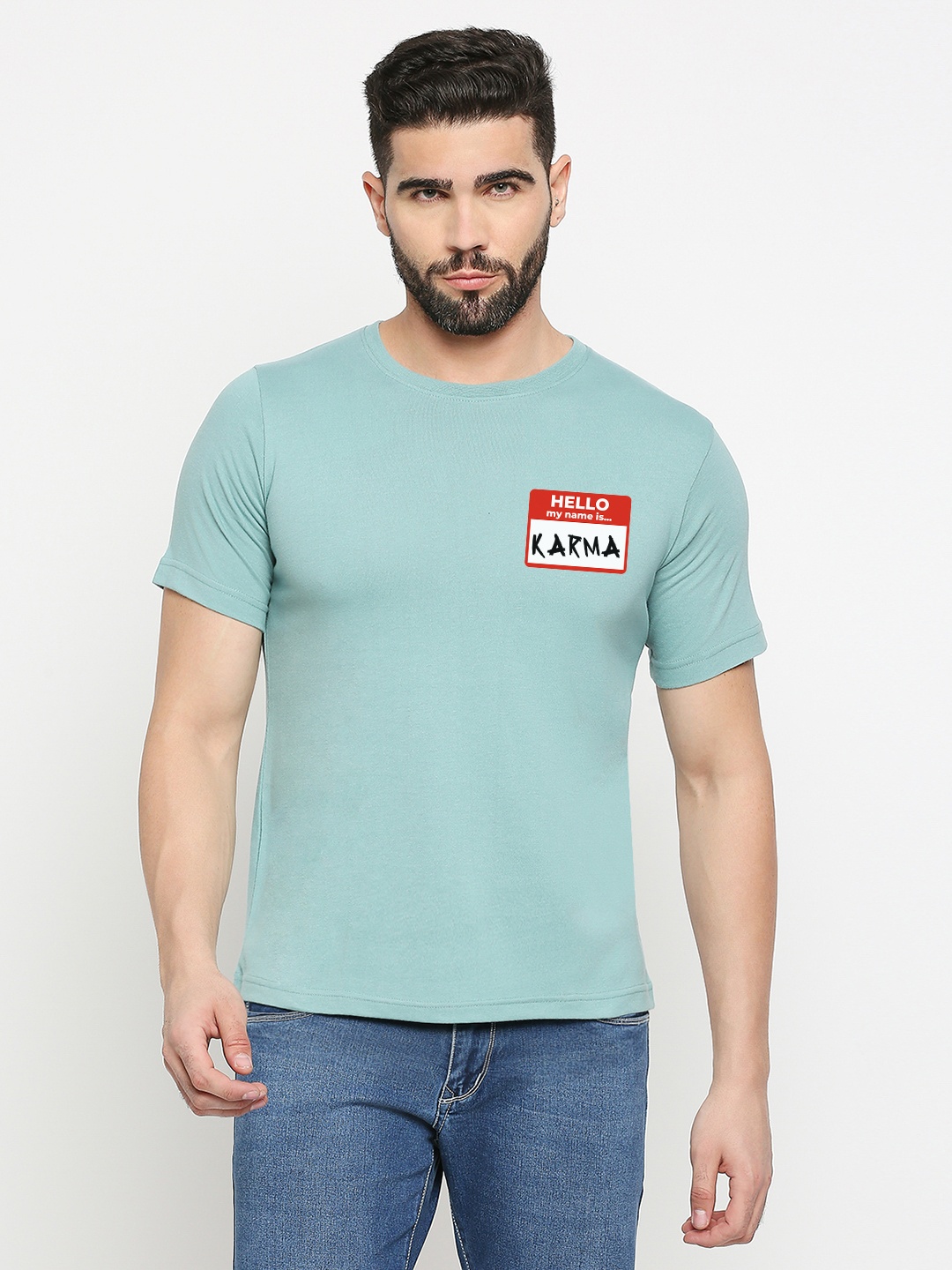 

MOD ECRU Typography Printed Pure Cotton T-shirt, Green