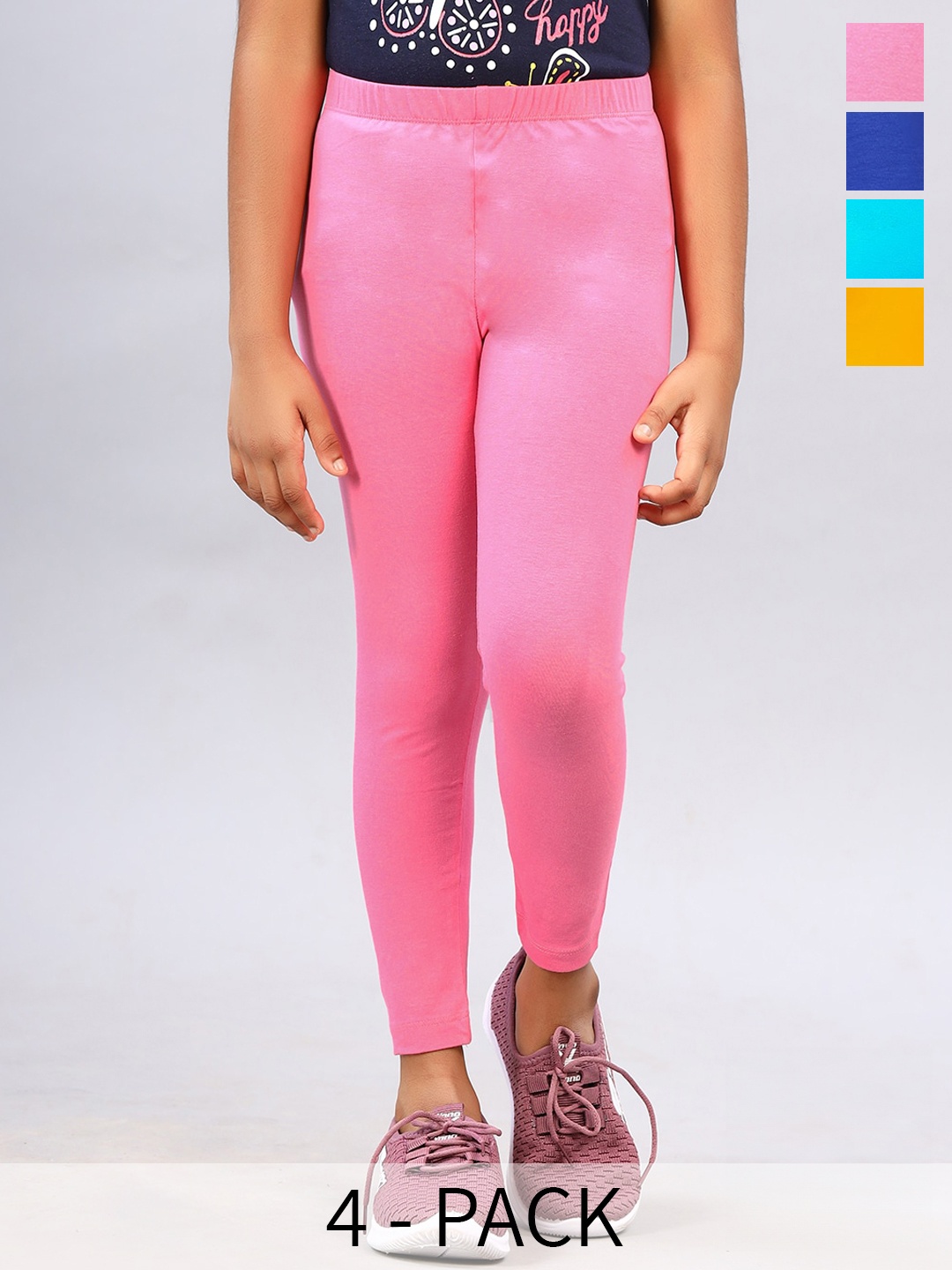 

ZION Girls Pack of 4 Ankle-length Leggings, Pink