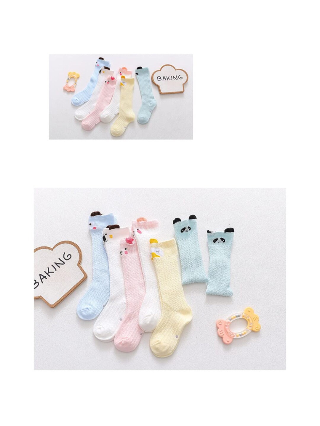 

iSWEVEN Kids Set of 3 Patterned Cotton Knee Length Socks, Blue