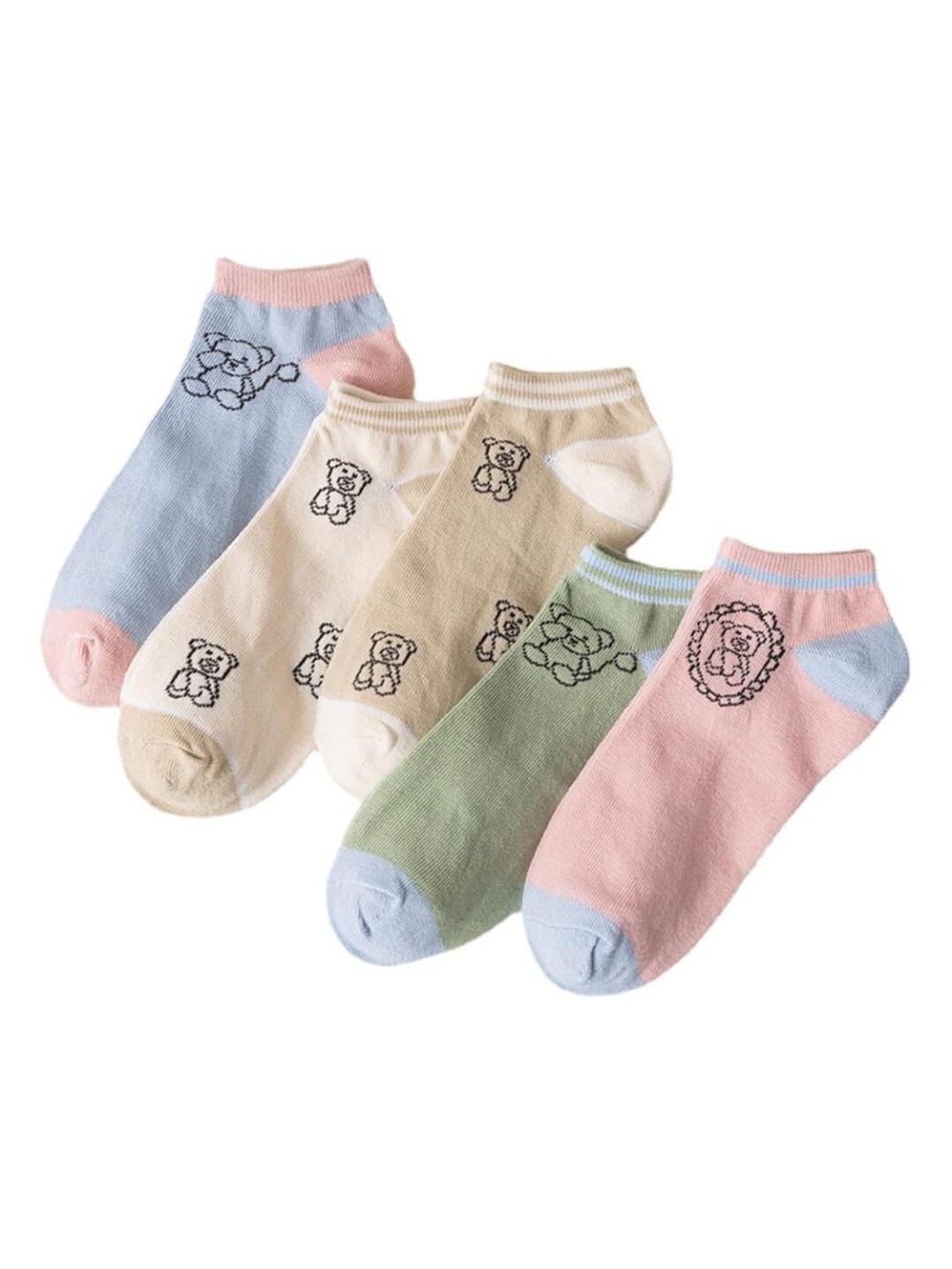 

iSWEVEN Women Set of 5 Bamboo Cotton Ankle Length Socks, Blue