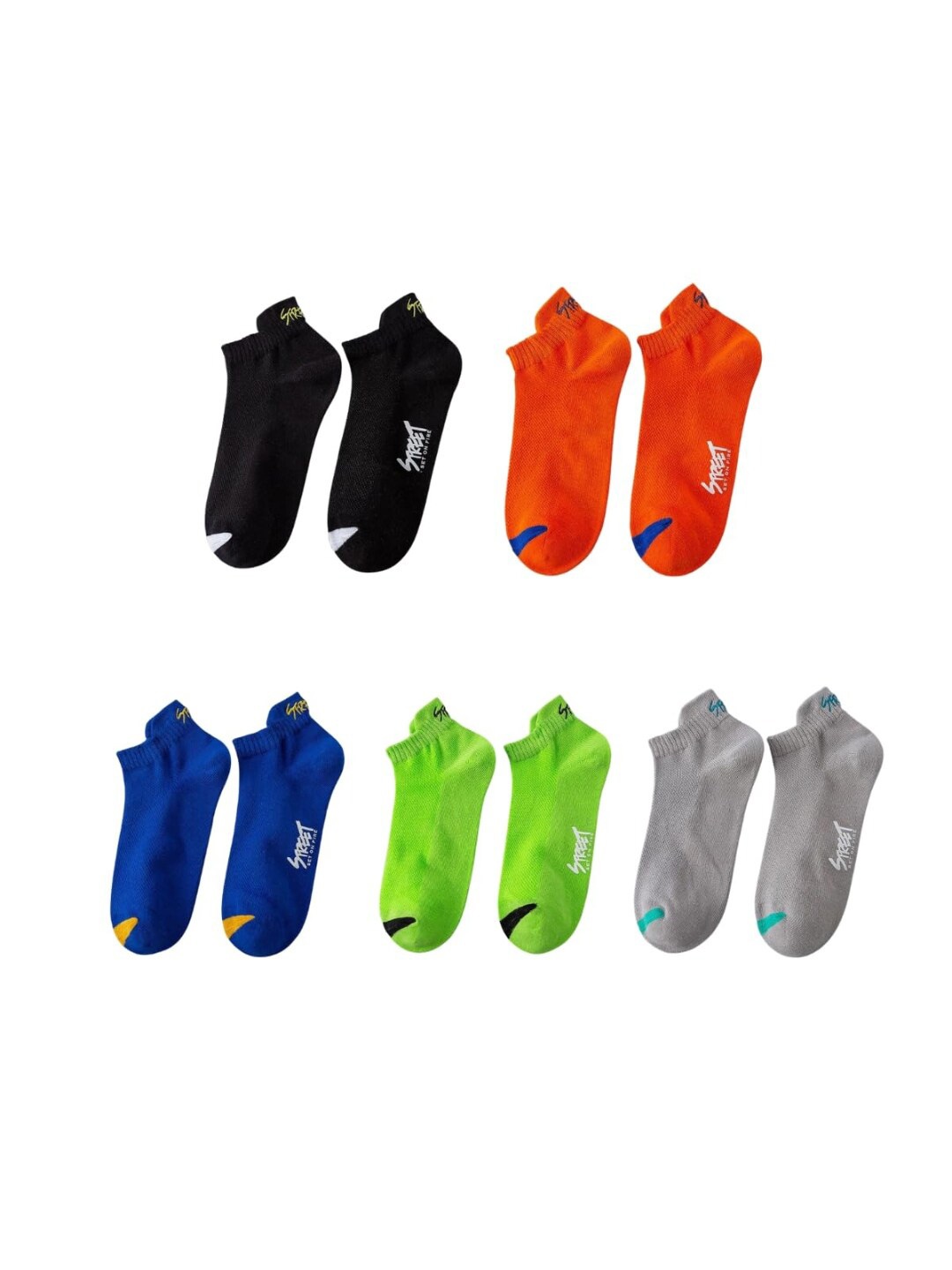 

iSWEVEN Kids Set of 5 Patterned Bamboo Cotton Ankle Length Socks, Black