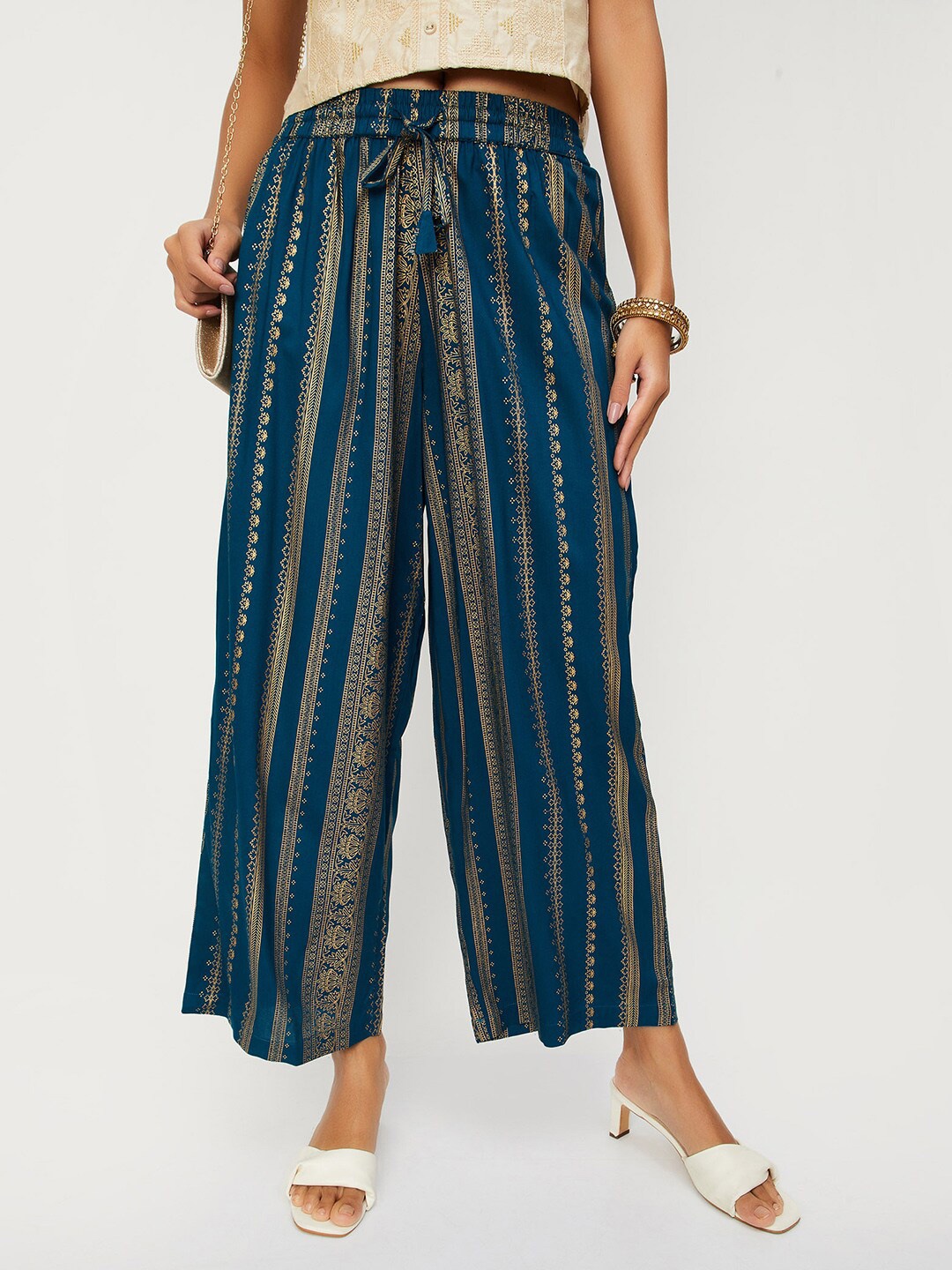

max Printed Ethnic Palazzos, Blue