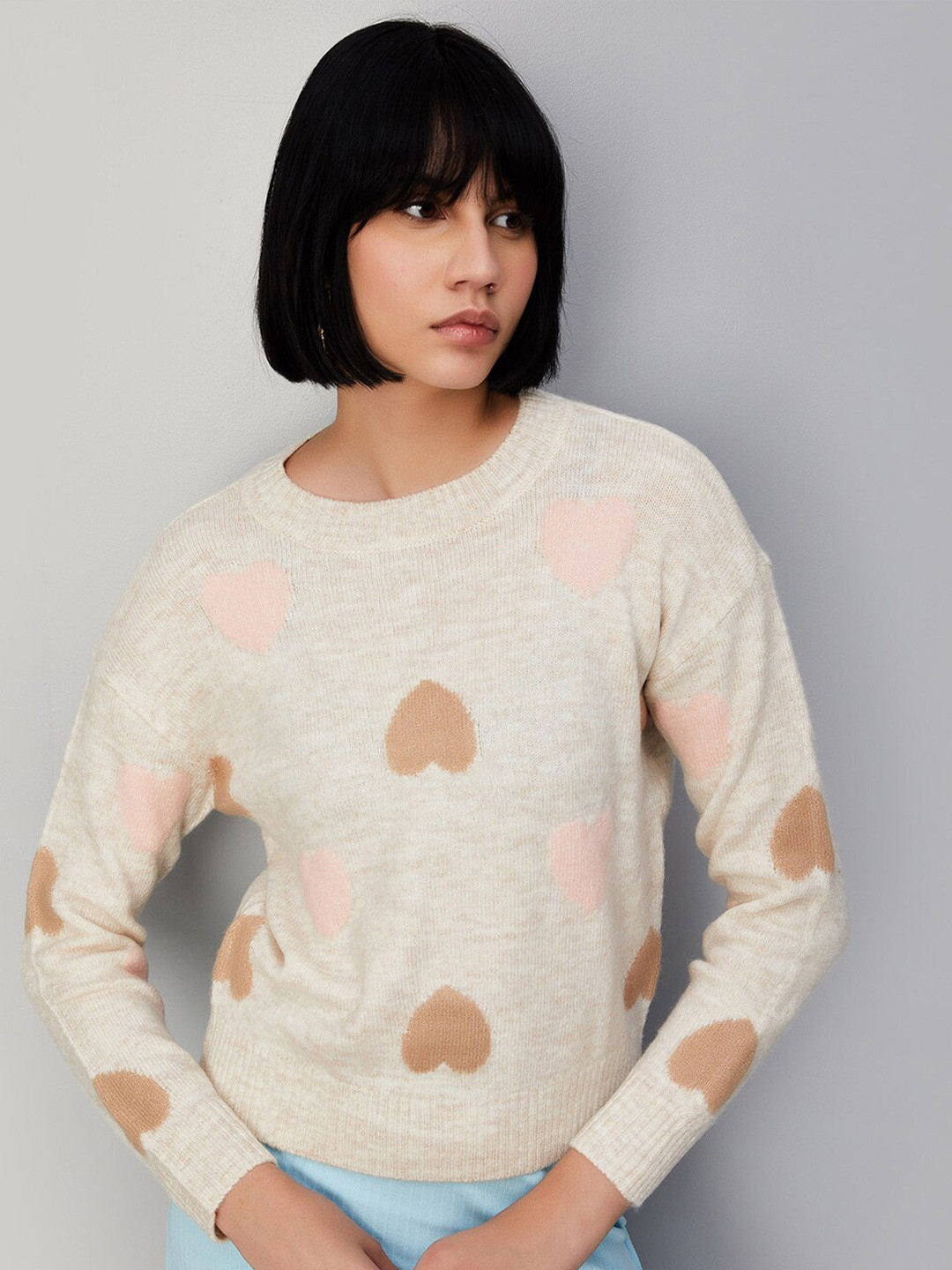 

max Conversational Printed Pullover, Beige