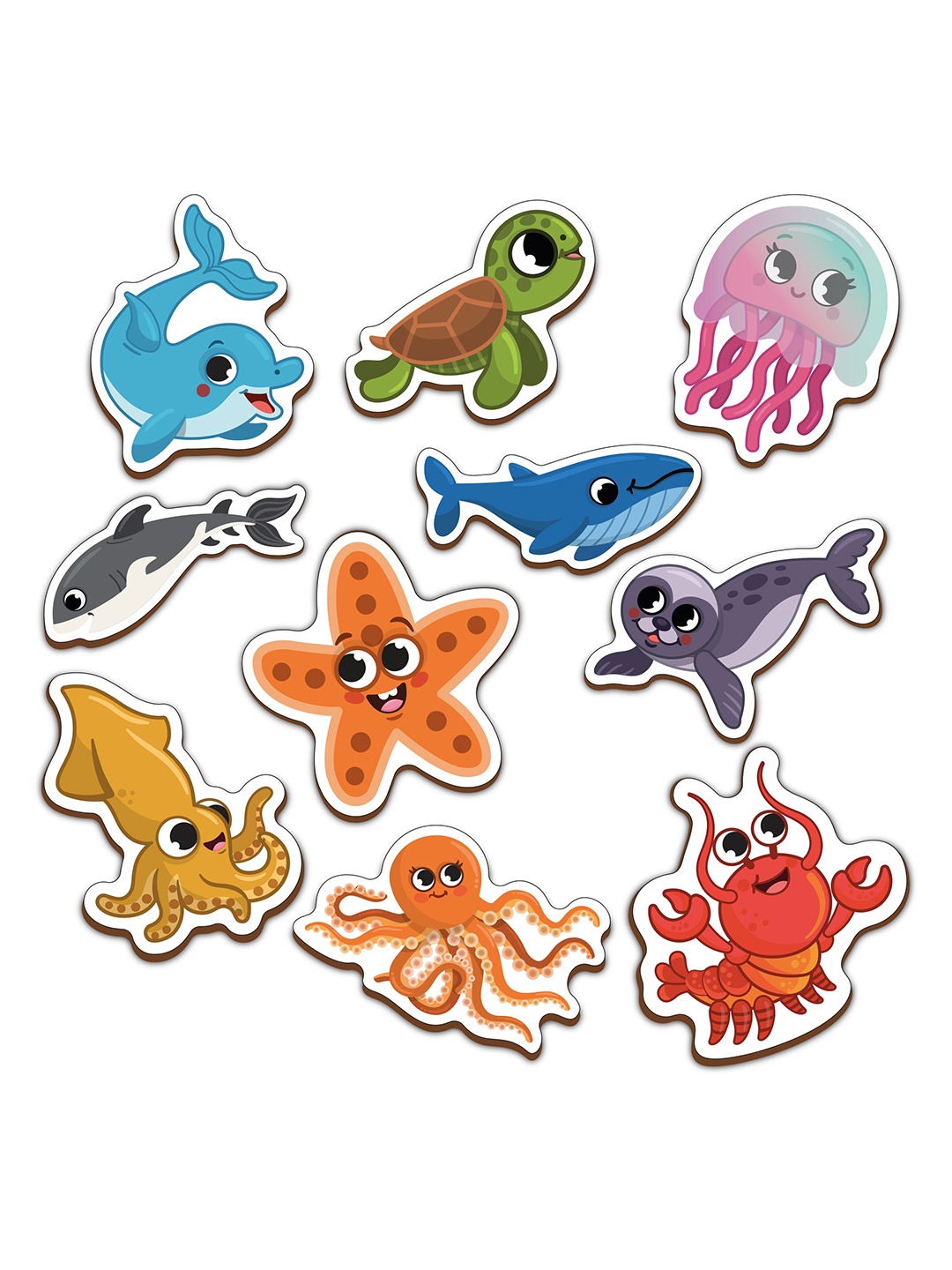 

Mini Leaves Kids Set Of 10 Wooden Sea Animals, Blue