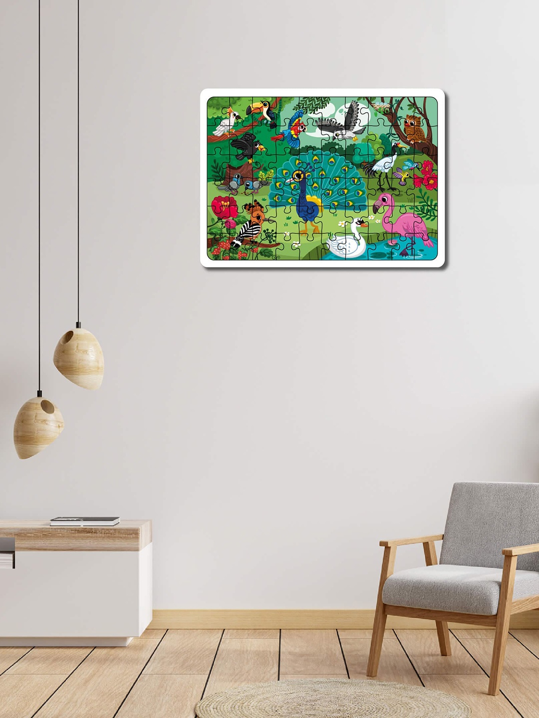

Mini Leaves Kids Jungle Birds 60 Piece Puzzle Development Toy, Green