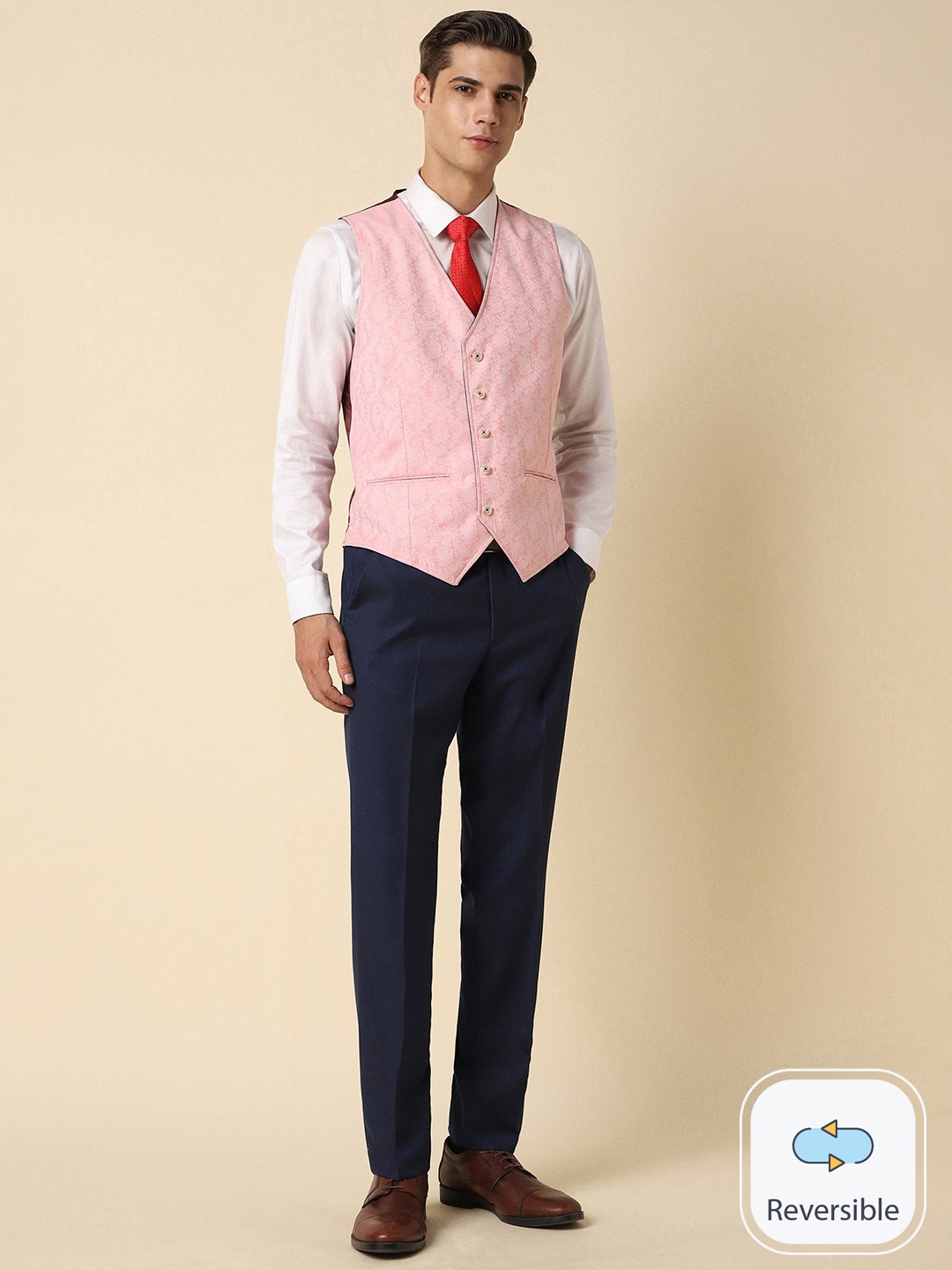 

Allen Solly 3 Peice Single Breasted Slim Fit Formal Suit, Navy blue