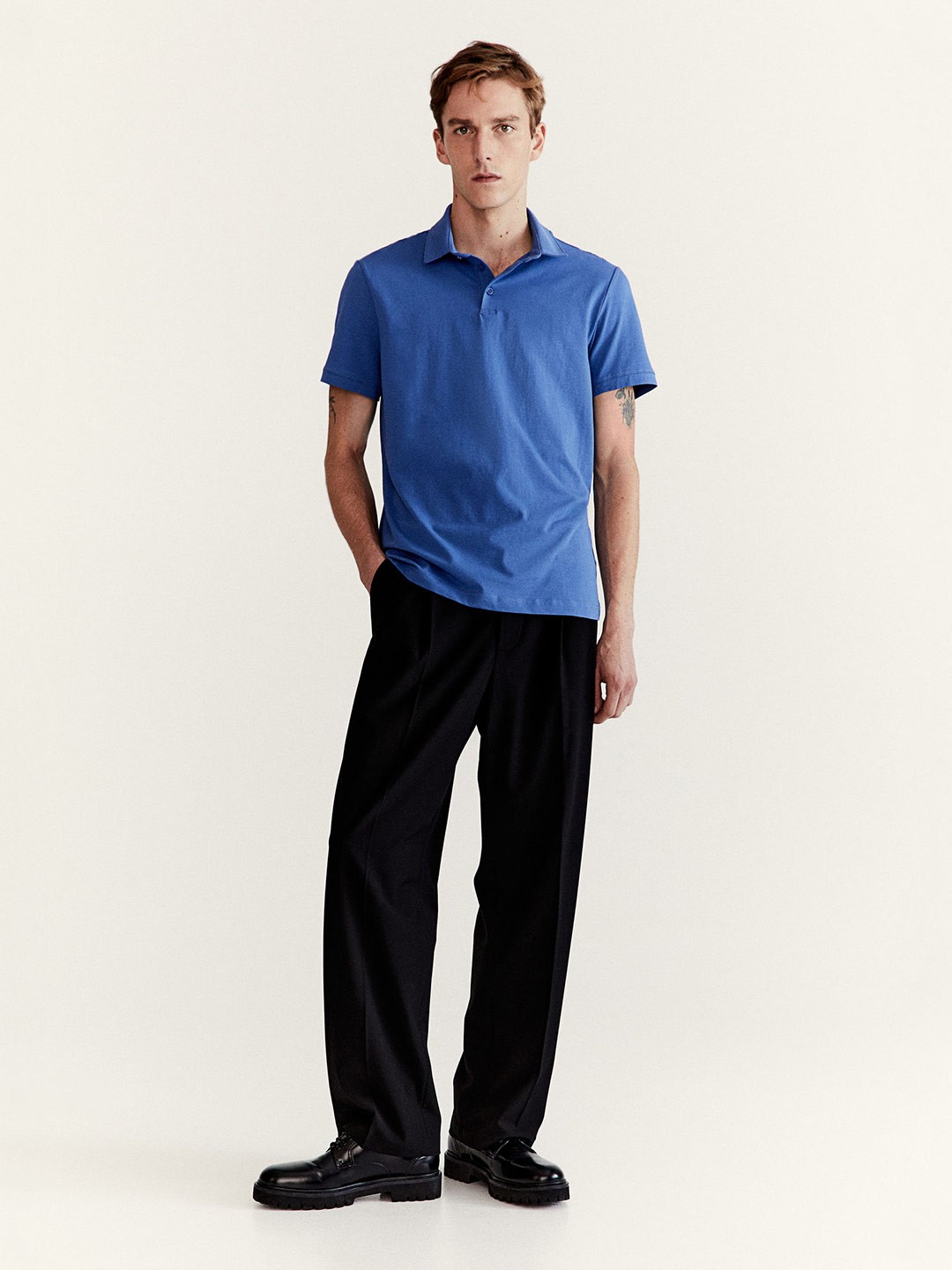 

H&M Slim Fit Cotton Polo Shirt, Blue