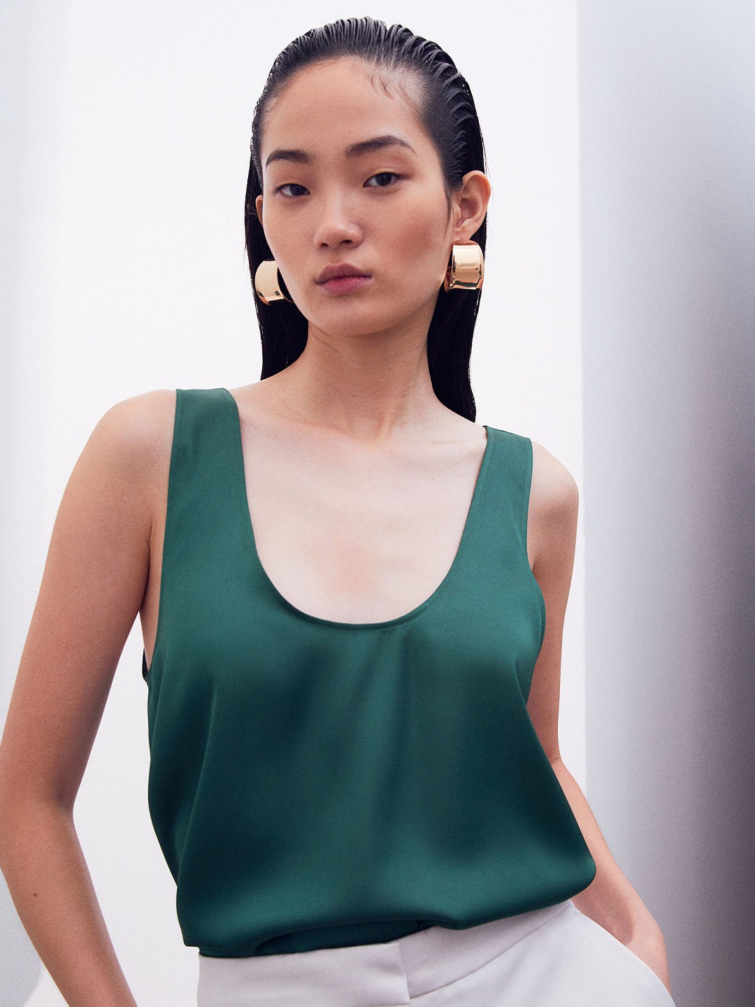 

H&M Satin Vest Top, Green