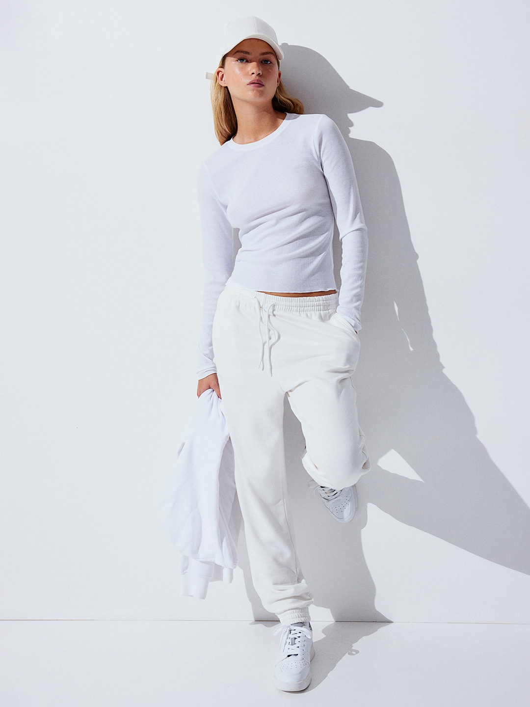 

H&M Sheer Ribbed Top, White