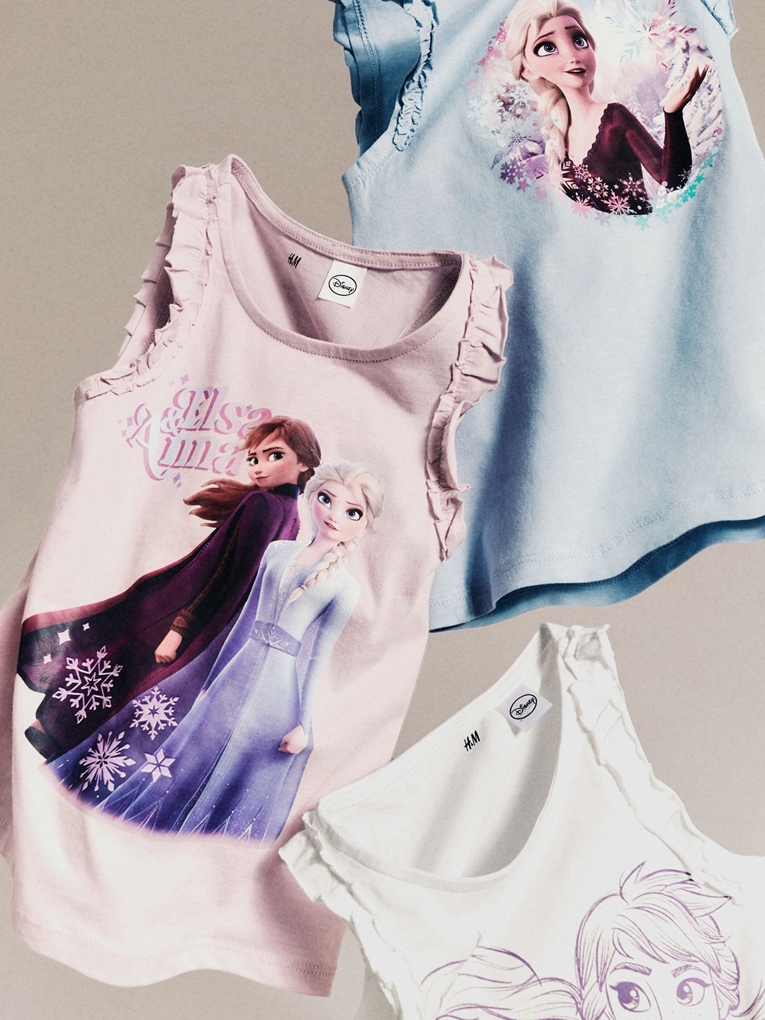 

H&M Girls Pure Cotton 3-Pack Frill-Trimmed Vest Tops, Pink