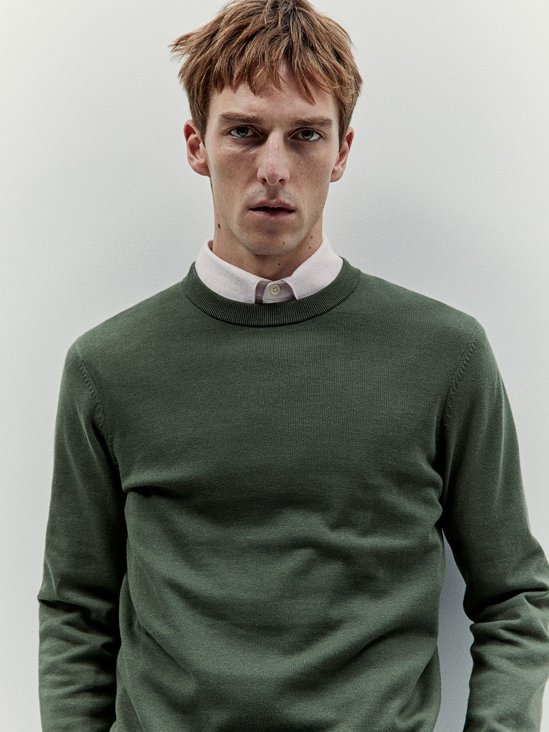 

H&M Slim Fit Fine-Knit Cotton Jumper, Green