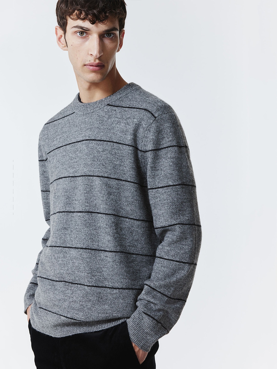 

H&M Regular Fit Fine-Knit Jumper, Grey