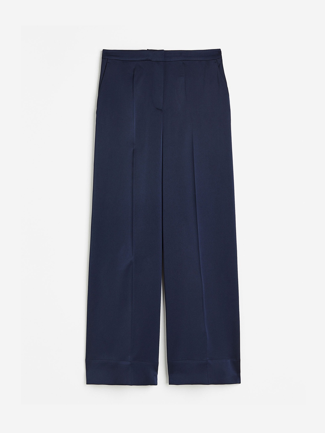 

H&M Women Wide Satin Trousers, Blue