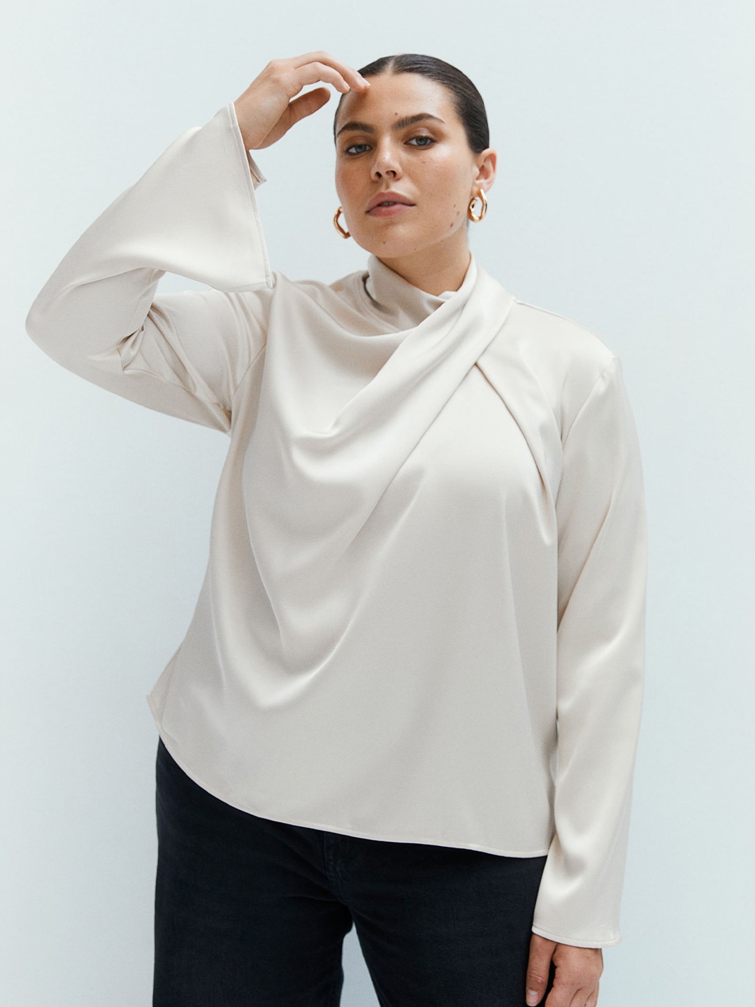 

H&M Draped Blouse, Beige
