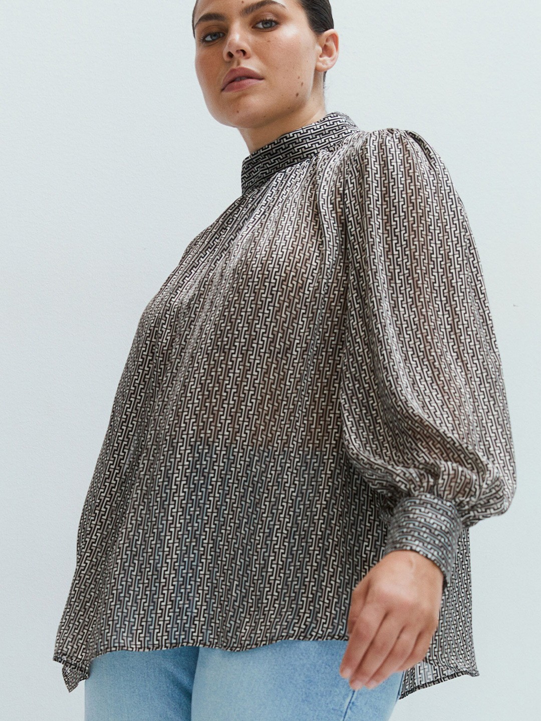 

H&M Patterned Blouse, Beige