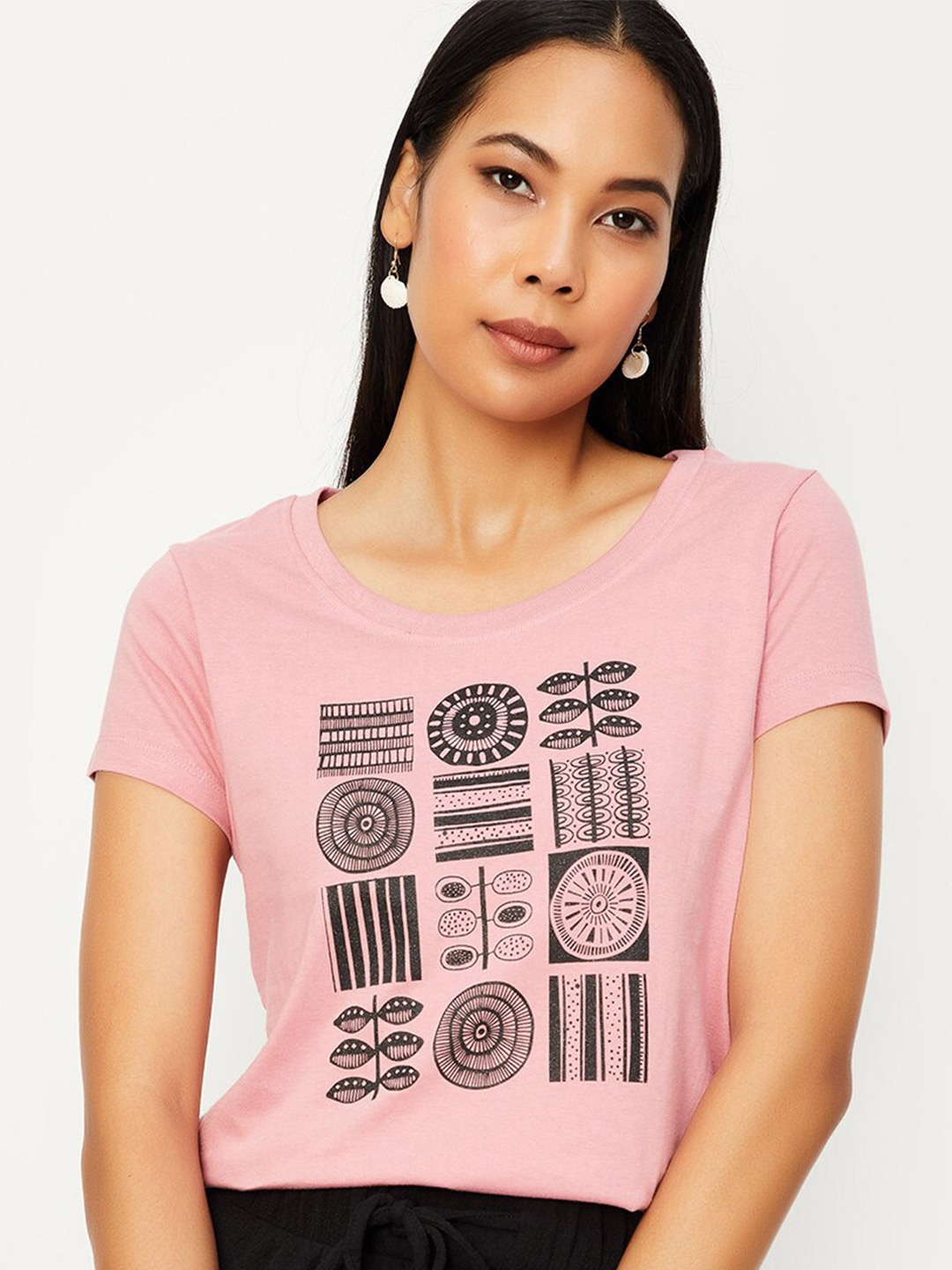 

max Printed Pure Cotton T-shirt, Pink