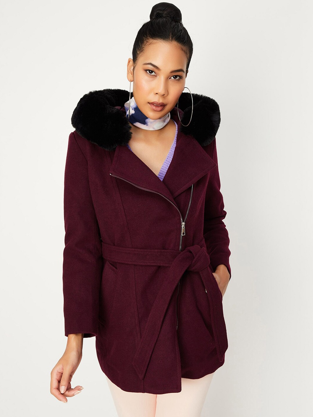 

max Hooded Crop Tailored Jacket, Red