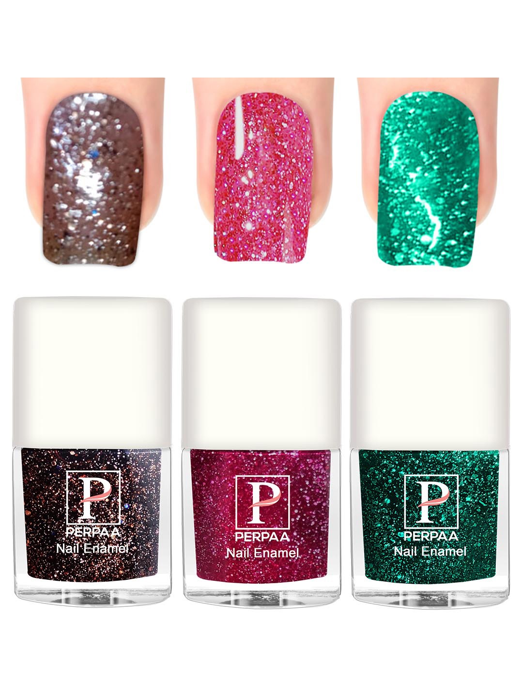 

PERPAA Set Of 3 Glitter Light Reflective UV Gel Nail Polish 5ml Each - Shades 95-96-100, Pink