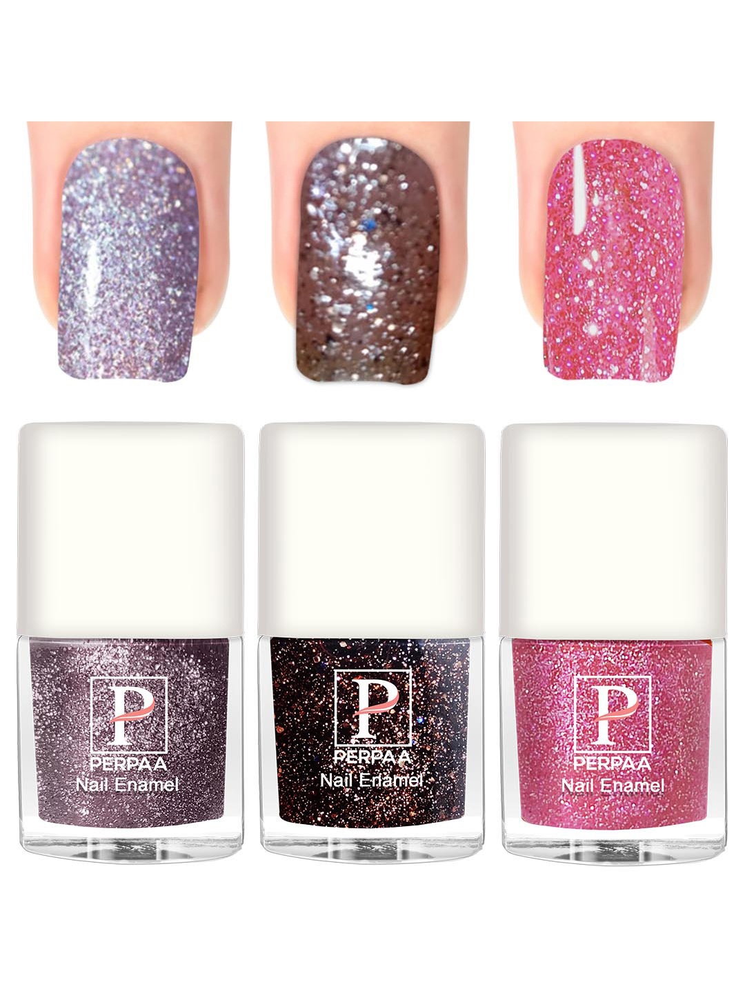

PERPAA Set of 3 Glitter Light Reflective UV Gel Nail Polish - 5ml Each, Pink