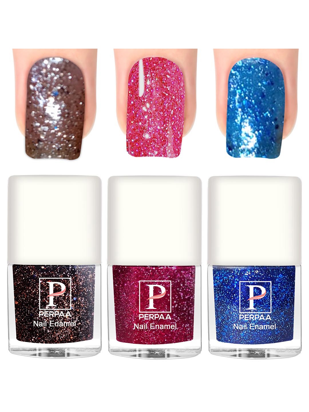 

PERPAA Set of 3 Glitter Light Reflective UV Gel Nail Polish - 5ml Each, Pink
