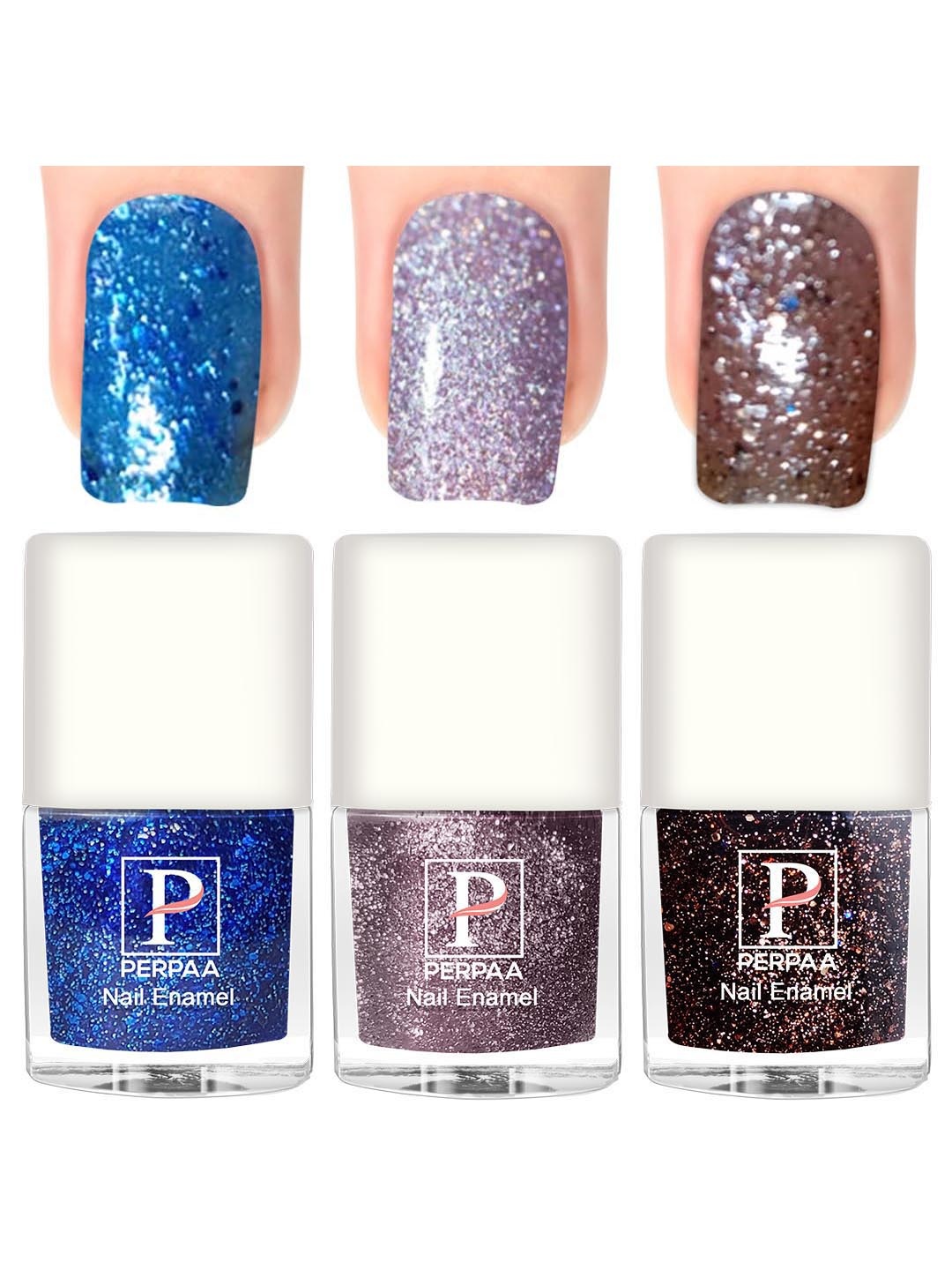 

PERPAA 3Pcs Long Lasting Gel Nail Polish - 5ml Each - Turquoise, Lavender, Brown, Blue