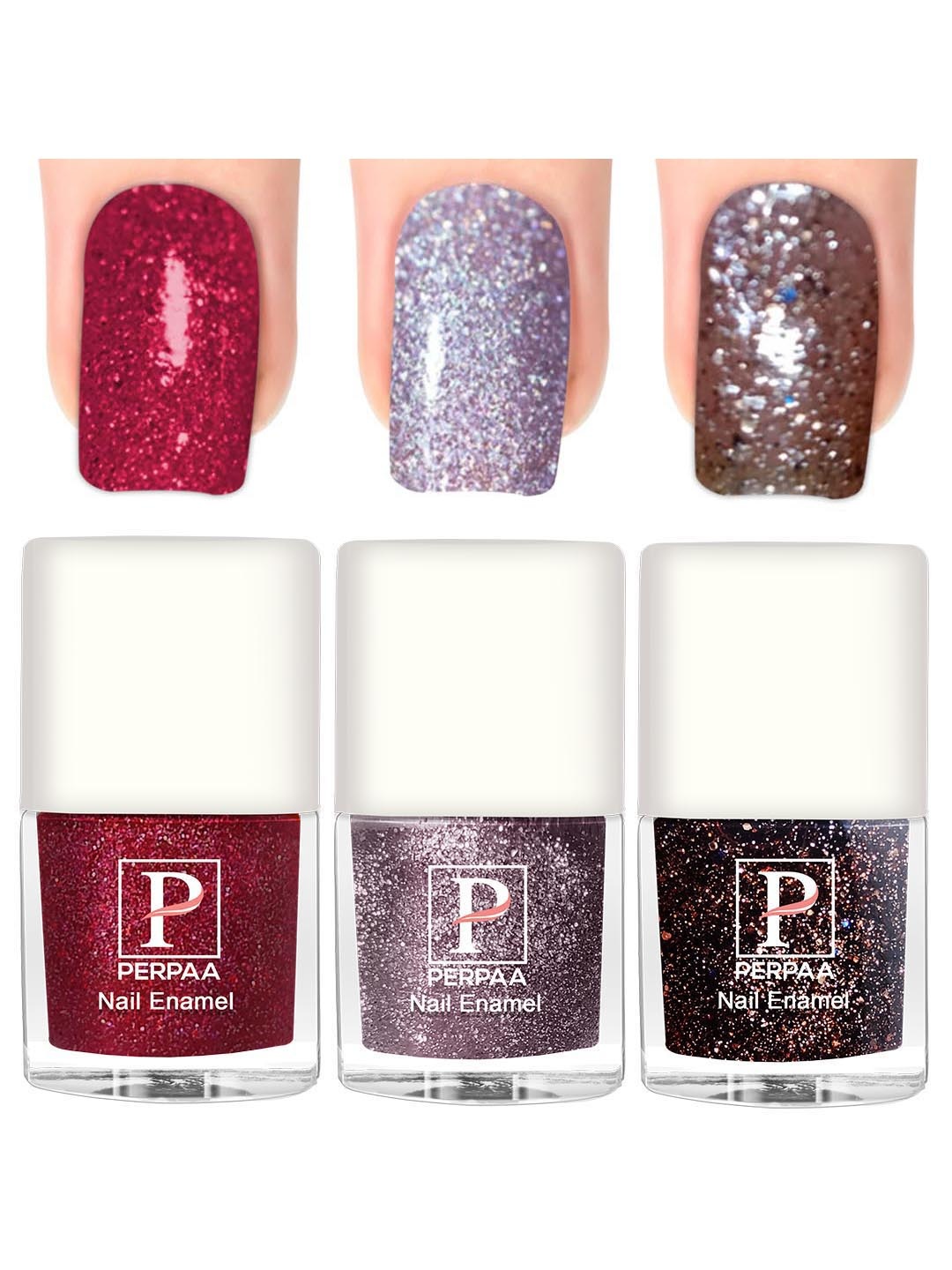 

PERPAA 3Pcs Long Lasting Gel Nail Polish - 5ml Each - Lavender, Brown, Red