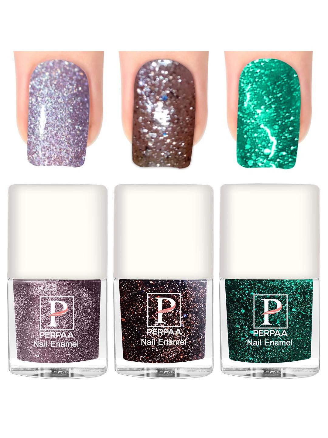 

PERPAA 3Pcs Long Lasting Gel Nail Polish - 5ml Each - Lavender, Brown, Dark Green