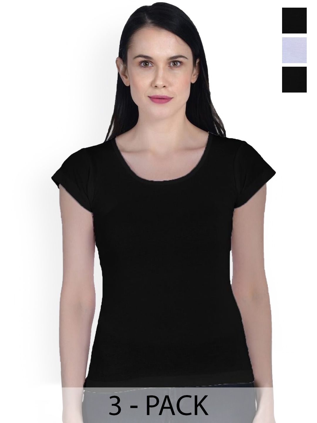 

Aimly Set Of 3 Solid Cotton Top, Black