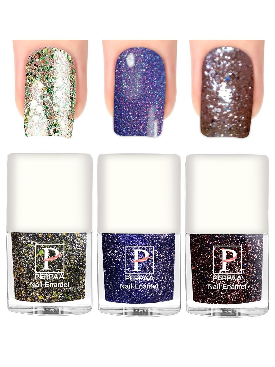 

PERPAA Set of 3 Glitter Light Reflective UV Gel Nail Polish - 5ml Each, Green