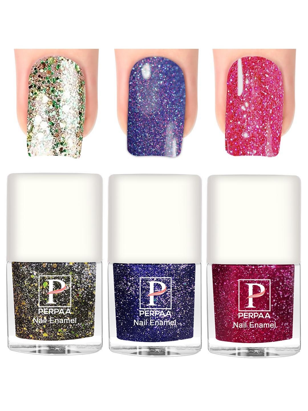 

PERPAA Set of 3 Glitter Light Reflective UV Gel Nail Polish - 5ml Each, Green