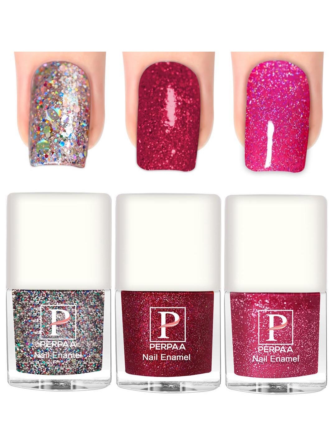 

PERPAA 3Pcs Long Lasting Gel Nail Polish - 5ml Each - Silver, Red, Light Pink