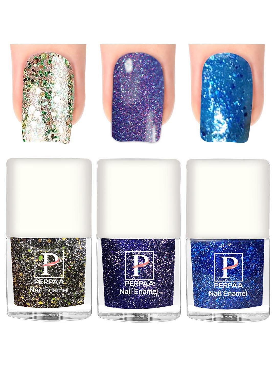 

PERPAA 3Pcs Long Lasting Gel Nail Polish - 5ml Each - Green, Royal Blue, Turquoise Blue
