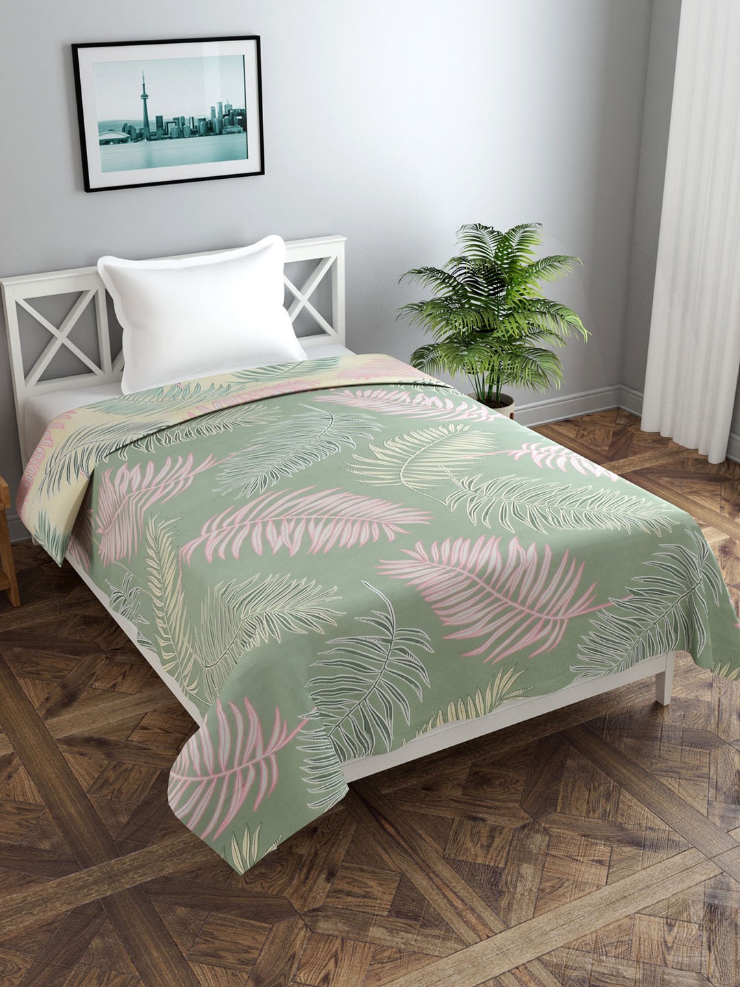 

MORADO Green & Yellow Printed Skin-Friendly Single Duvet Cover