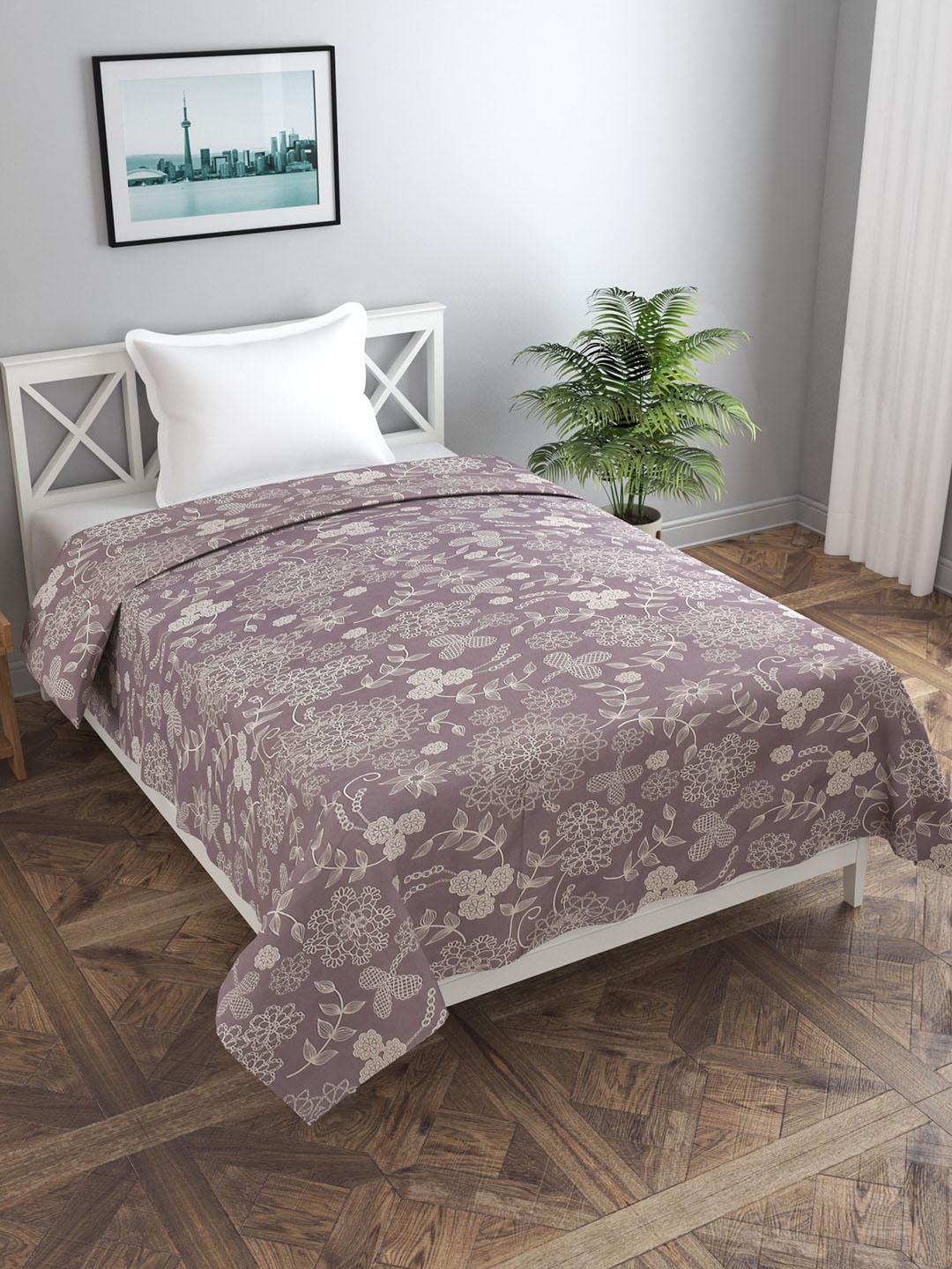 

MORADO Mauve Printed Skin-Friendly Single Duvet Cover