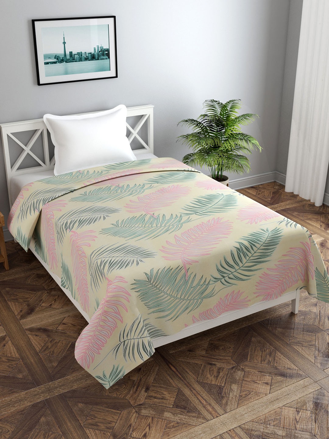 

MORADO Green & Yellow Printed Single Duvet Cover