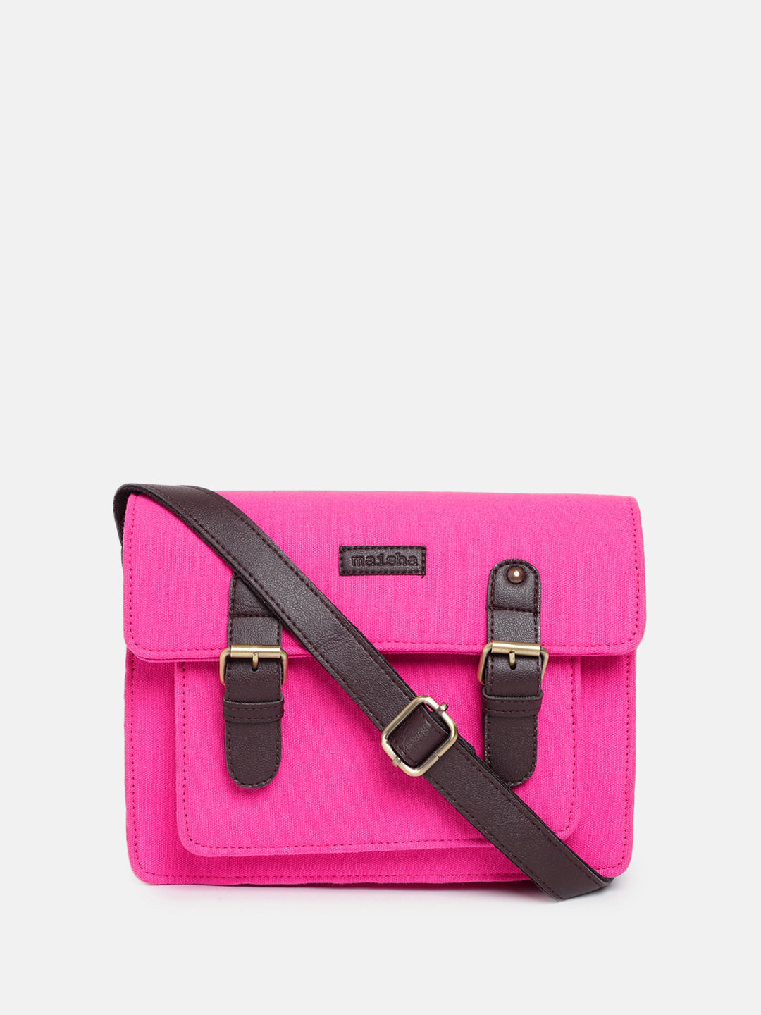 

Maisha Structured Fabric Satchel With Buckle Detail, Pink
