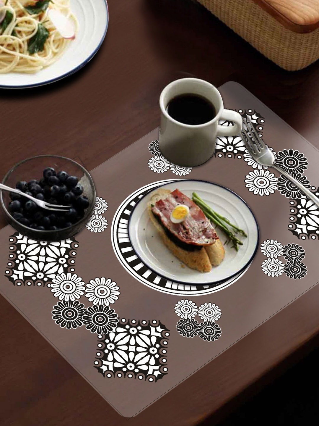 

Dakshya Industries Blossom Grey & White 3 Pieces Printed Waterproof Table Placemats