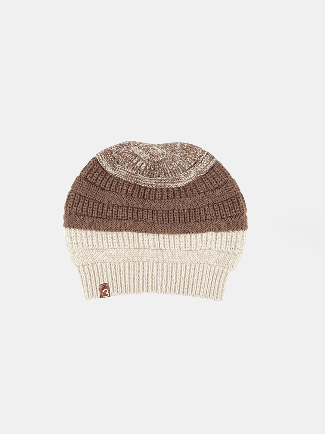 

Bharatasya Men Self Design Acrylic Beanie, Brown